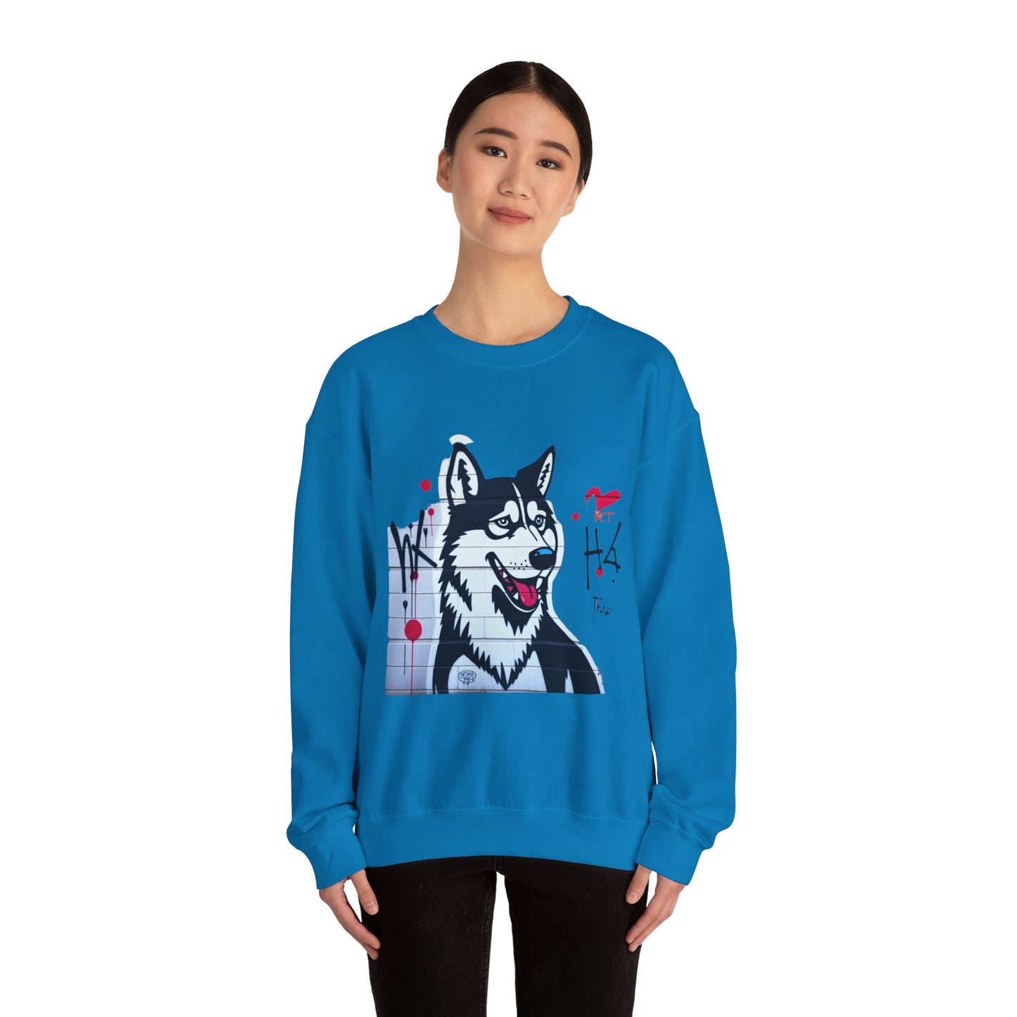 Graphic Husky Crewneck Sweatshirt - Unisex Heavy Blend™ - Cozy & Stylish